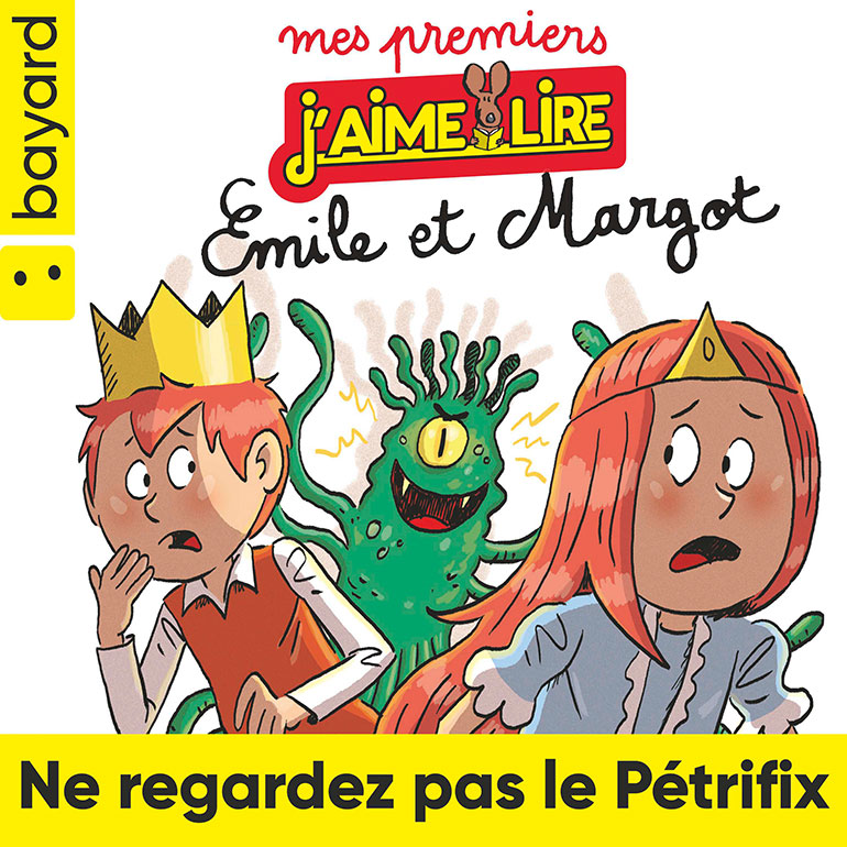 Histoire audio : Ne regardez pas le Pétrifix. Mes premiers J'aime lire avec Émile et Margot. Illustration : Olivier Deloye.