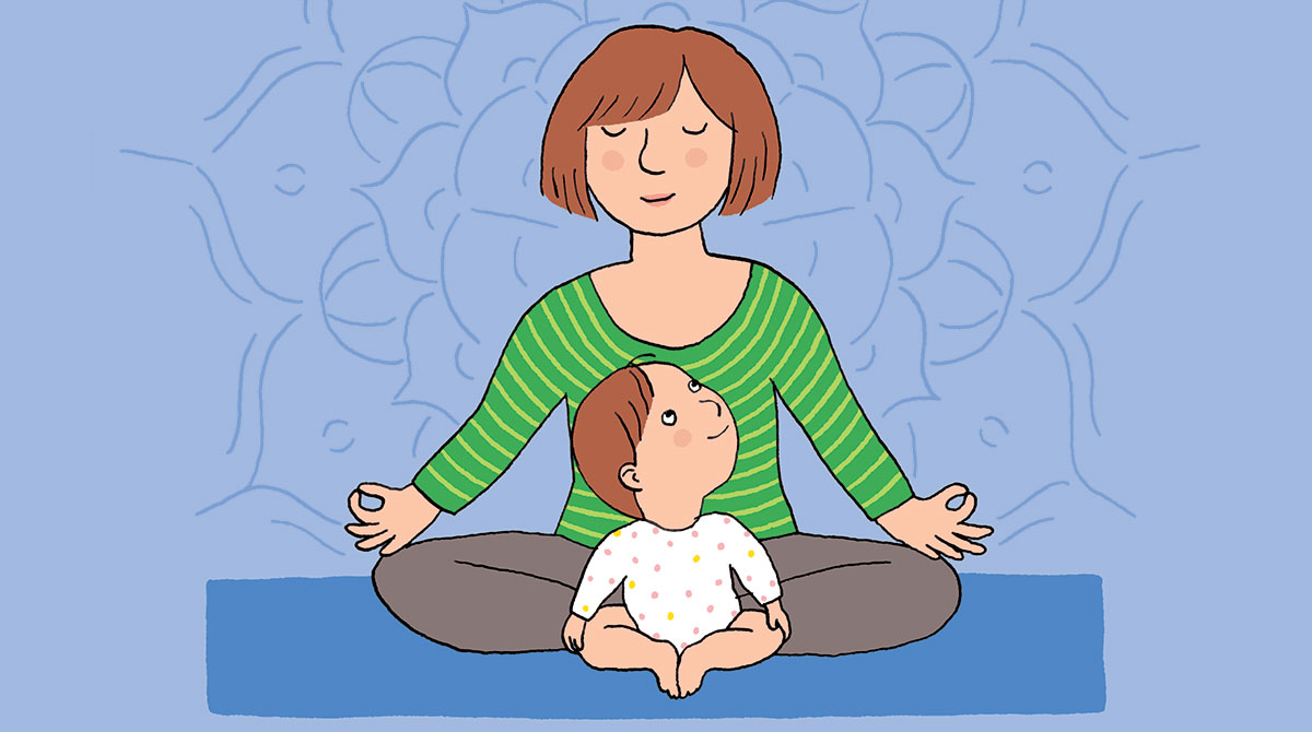 “Et si Bébé était votre Maître yoga…”, Popi n°454, juin 2024. © Illustration : Vérane Cottin, Popi n°454, juin 2024.