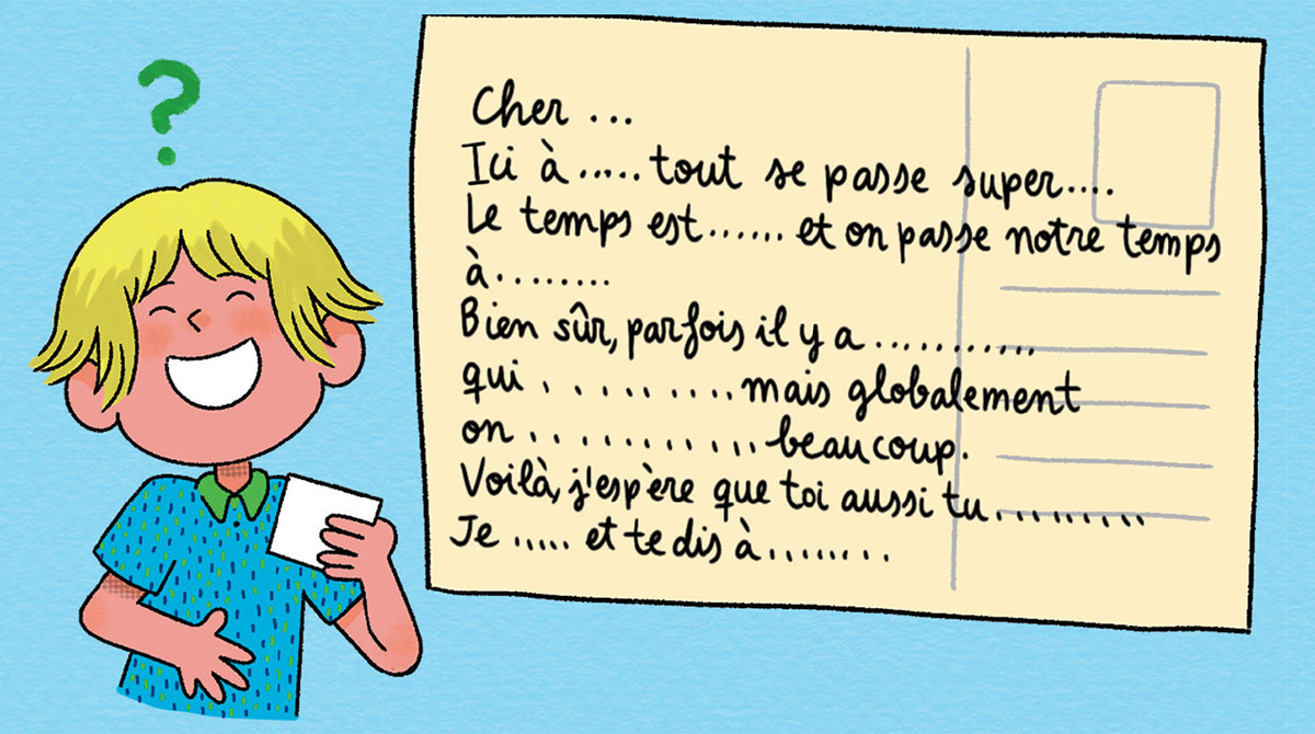 Des cartes postales pas banales !, Astrapi n°1039, 1er juillet 2024. Illustration : Clara Soriano.