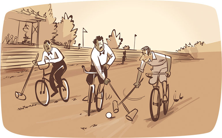 Le polo-vélo. Les sports mis sur la touche, Images Doc n°428, août 2024. Illustration : Renaud Collin.