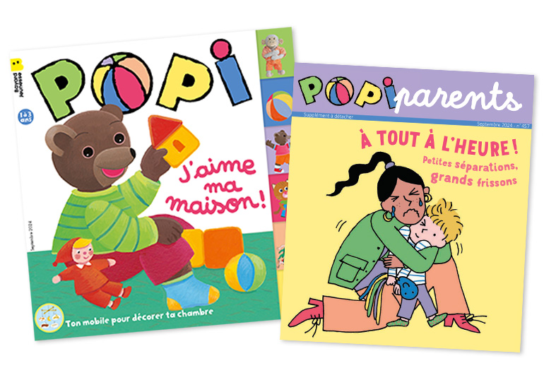 Couverture du magazine Popi n°457, septembre 2024 - J'aime ma maison ! - Supplément pour les parents : faire garder bébé : petites séparations, grands frissons.