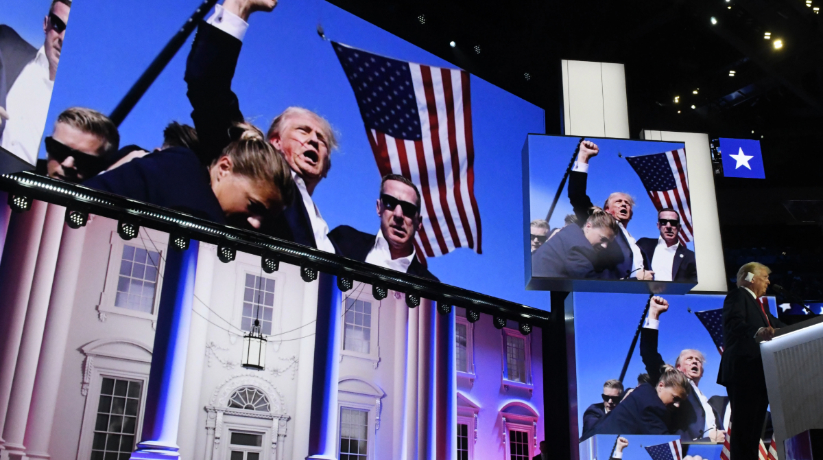 Donald Trump lors de son discours à la Convention nationale républicaine à Milwaukee en juillet 2024.