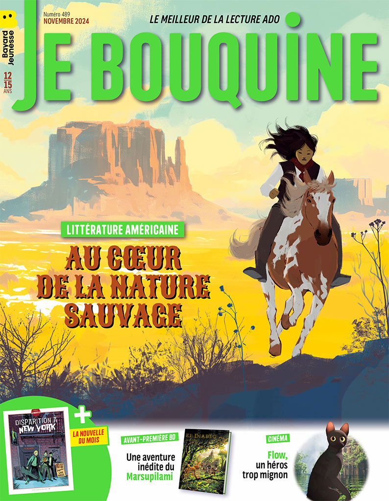 Couverture du magazine Je bouquine n°489, novembre 2024 - Littérature américaine : au cœur de la nature sauvage.