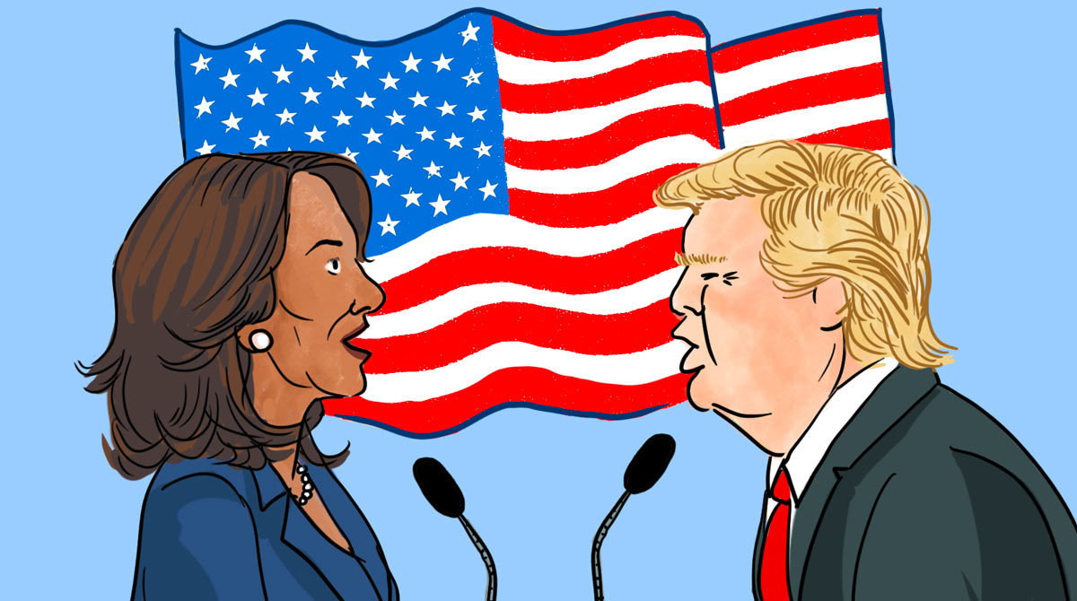 © Zelda Zonk. Salut l'info ! 1er novembre 2024. Présidentielles américaines : Kamala Harris contre Donald Trump.