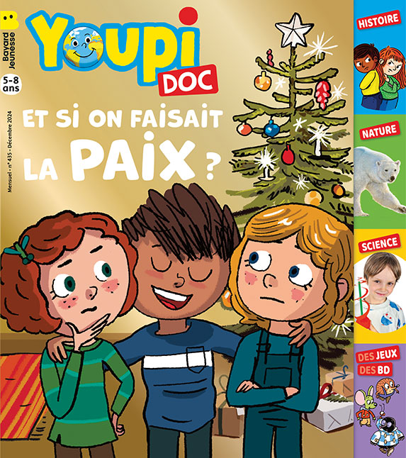 Couverture du magazine Youpi Doc, n°435, décembre 2024. Et si on faisait la paix ?