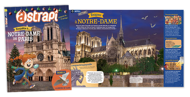 Couverture du magazine Astrapi n° 1047 du 1er décembre 2024 + Article : Enigme à Notre-Dame.