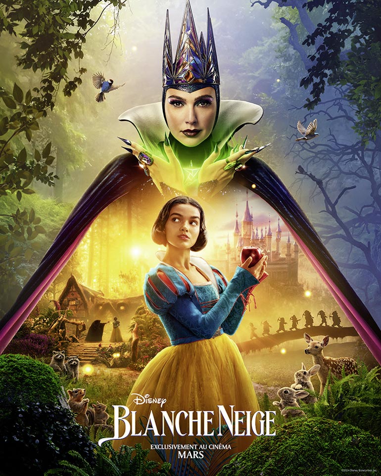 Affiche du remake du dessin animé Disney “Blanche Neige”, au cinéma en France à partir du 19 mars 2025. La comédienne Rachel Zegler interprète le rôle de Blanche Neige.