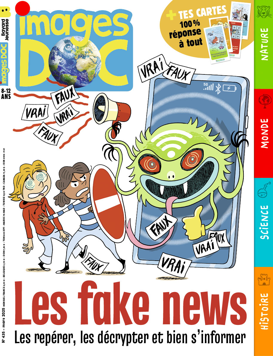 Couverture du magazine Images Doc n°435, mars 2025. Les fake news : les repérer, les décrypter et bien s'informer